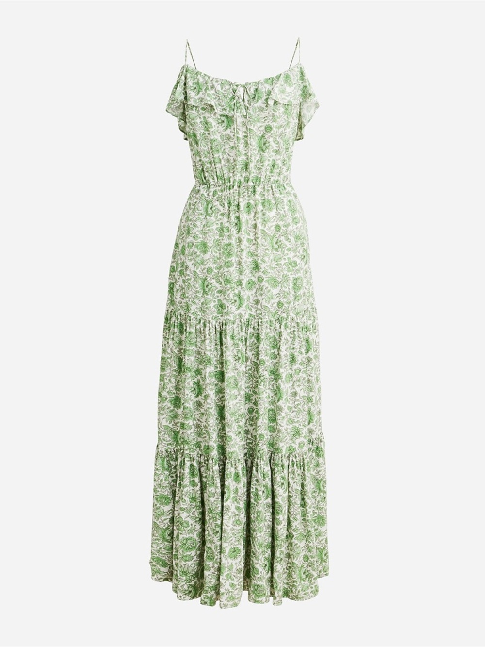 J.Crew Green Tiered Maxi Dress in Tossed Floral Size 3X